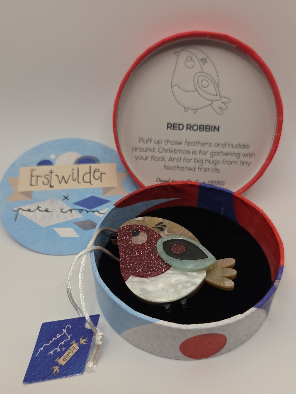 Erstwilder Red Robbin Acrylic Bird Brooch - Red